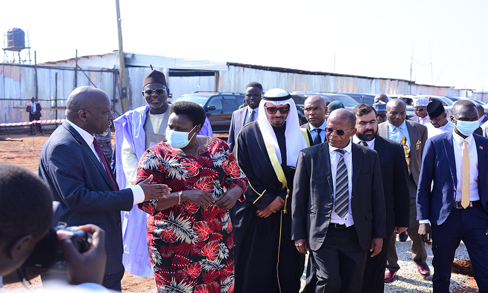 The Rector IUIU Assoc. Prof Ismail Simbwa Gyagenda Receives the vice president, university council chairperson, and other guests at the site.